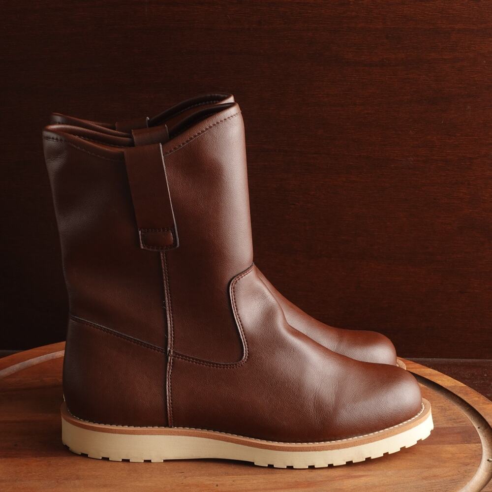 Wills Vegan Boots Mens Size EU 43 US 10 Brown Pull On Rig Western Utility Casual